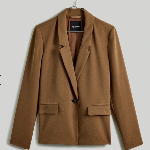 Madewell Jackets & Blazers - NEW Madewell The Plus Dorset Crop Blazer in Easygoing Crepe In Light Roast, XXL